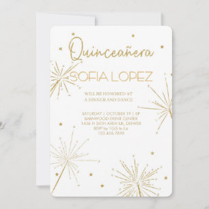 Rose Gold Glitter Elegante Quinceañera  Einladung