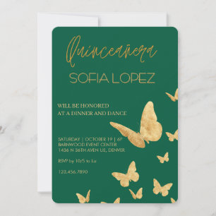 Rose Gold Glitter Elegante Quinceañera  Einladung