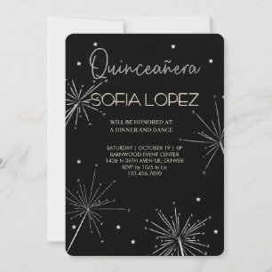 Rose Gold Glitter Elegante Quinceañera Einladung