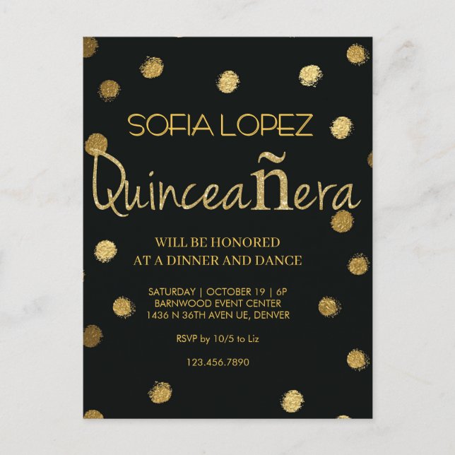 Rose Gold Glitter Elegante Quinceañera  Postkarte (Vorderseite)