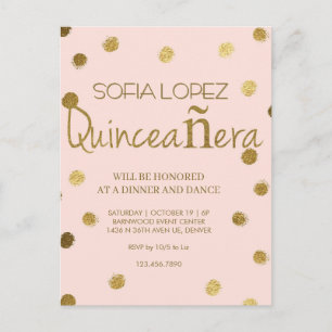 Rose Gold Glitter Elegante Quinceañera Postkarte