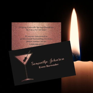 Rose Gold Glitter Event Barkeeper Visitenkarte