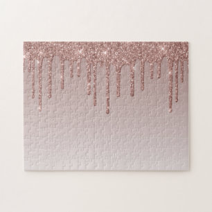 Rose Gold Glitter Flüssigkeitstropfen Puzzle