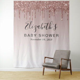 Rose Gold Glitter Foto Hintergrund für Baby Shower Wandteppich