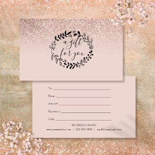 Rose Gold Glitter Geschäftsgeschäfts-Zertifikat Mitteilungskarte