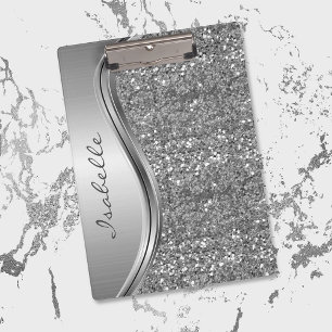 Rose Gold Glitter Glamour personalisiertes Monogra Klemmbrett