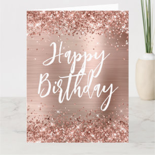Rose Gold Glitter Handschrift Stil Alles Gute zum Karte