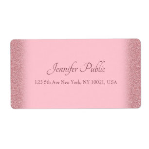 Rose Gold Glitter Handwriting Script Template Chic