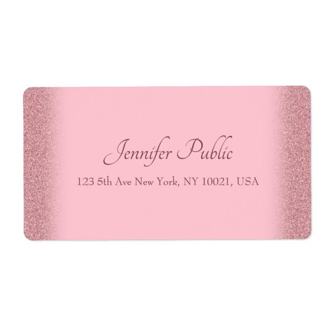 Rose Gold Glitter Handwriting Script Template Chic (Vorne)