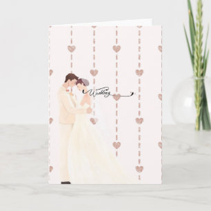 Rose Gold Glitter Hearts Wedding Card - Bride and  Karte