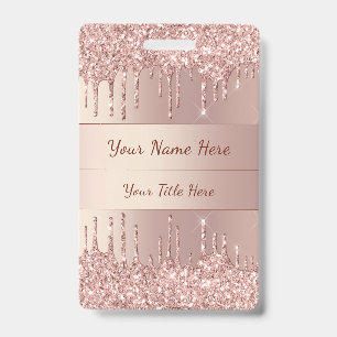 Rose Gold Glitter Ihr Info Namensschild Vorlage Ausweis