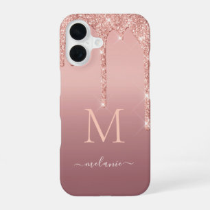 Rose Gold Glitter iPhone-Hülle mit individuellem T iPhone 16 Hülle
