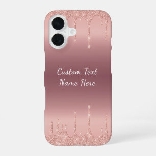 Rose Gold Glitter iPhone-Hülle mit individuellem T iPhone 16 Hülle