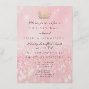 Rose Gold Glitter Krone Royal Glitter 16. Hochzeit Einladung