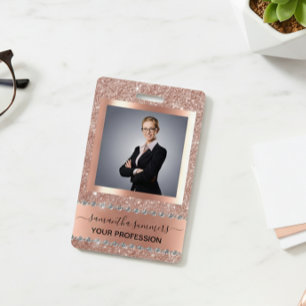 Rose Gold Glitter Look Bling Diamant Geschäft Ausweis