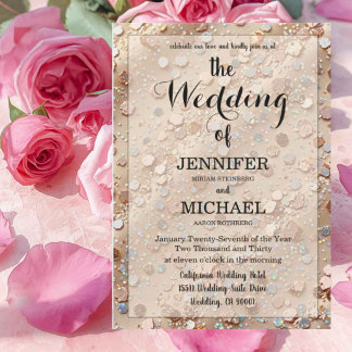 Rose Gold Glitter | Luxus QR Code Moderne Hochzeit Einladung
