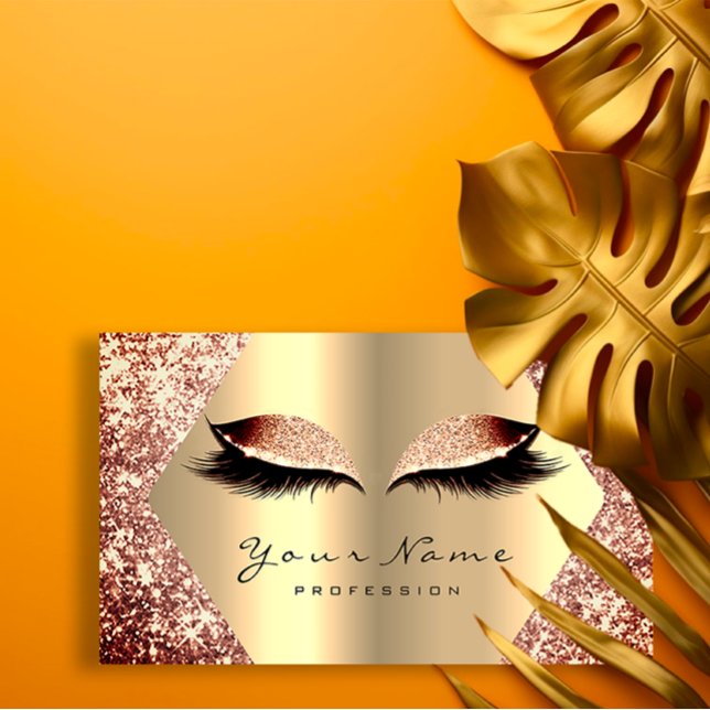 Rose Gold Glitter Makeup Artist Lashes Extension Visitenkarte (Rose Gold Glitter Makeup Artist Lashes Extension Business Card)
