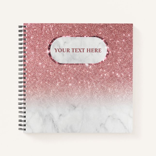 Rose Gold Glitter Marmor funkelt Notizbuch (Vorderseite)