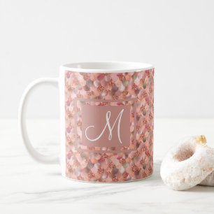 Rose Gold Glitter Meerjungfrau Schuppen Monogramm Kaffeetasse