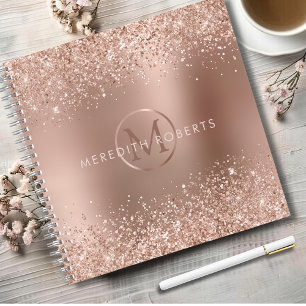 Rose Gold Glitter Monogramm Name Notizbuch