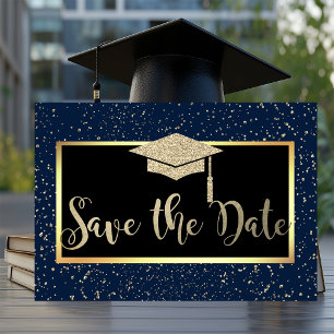 Rose Gold Glitter Navy Blau Save The Date