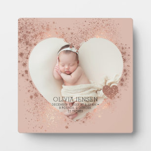 Rose Gold Glitter Neugeborenen-Foto-Geburtsstatist Fotoplatte