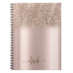 Rose Gold Glitter Ombre Monogramm Notizblock