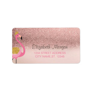 Rose Gold Glitter Ombre Pink Flamingo Etikett Adressaufkleber