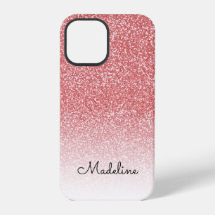 Rose Gold Glitter Ombre Schwarzer Schriftname iPhone 12 Pro Hülle