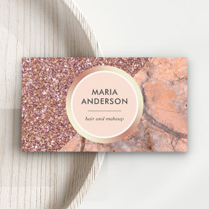 Rose Gold Glitter Pink Marmor Salon Visagist Visitenkarte