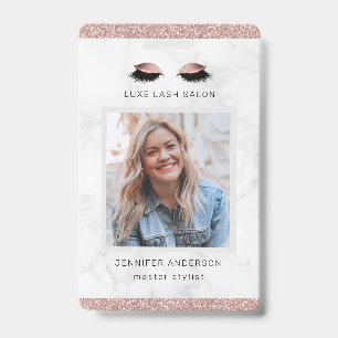 Rose Gold Glitter Salon Logo Foto Stylist ID Ausweis
