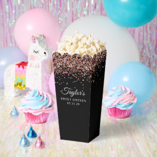 Rose Gold Glitter Schwarz Sweet Sixteen Geschenkschachtel