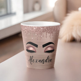 Rose Gold Glitter Sparkle Eyelashes Monogram Name Milchtasse