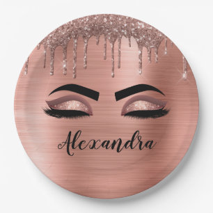 Rose Gold Glitter Sparkle Eyelashes Monogram Name Pappteller