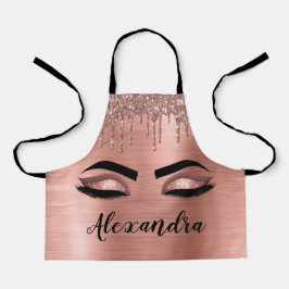 Rose Gold Glitter Sparkle Eyelashes Monogram Name Schürze