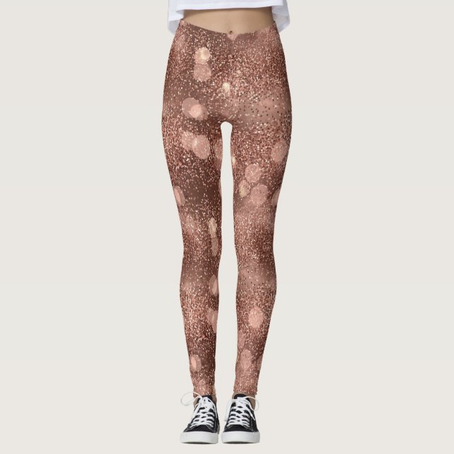 Rose Gold Glitter Sparkle Luxury Pattern Leggings (Vorderseite)