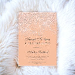 Rose gold glitter sparkles peach sweet sixteen einladung<br><div class="desc">A modern,  pretty chic and elegant rose gold glitter shower ombre with peach color block Sweet 16 birthday party invitation .</div>