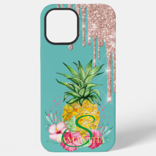 Rose Gold Glitter Tropfen Ananas Hibiskus iPhone 12 Pro Max Hülle
