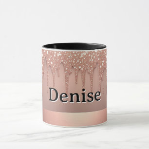 Rose Gold Glitter-Tropfen benutzerdefinierter Name Tasse