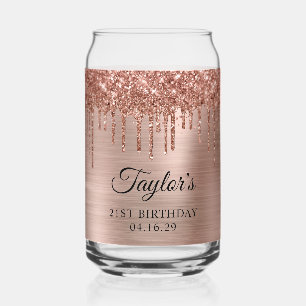 Rose Gold Glitter Tropfen Metallisch 21. Geburtsta Dosenglas