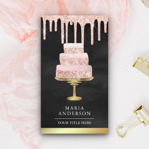 Rose Gold Glitter Tropfen Torte Gebäck Bäckerei Visitenkarte