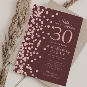 Rose Gold Glitter Überraschung 30. Geburtstag Burg Einladung