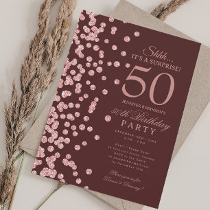 Rose Gold Glitter Überraschung 50. Geburtstag Burg Einladung