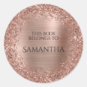 Rose Gold Glitter und Folie Dieses Buch gehört zu Runder Aufkleber