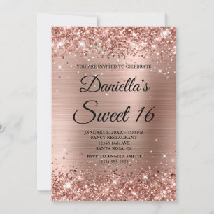 Rose Gold Glitter und Folie Sweet 16 Einladung