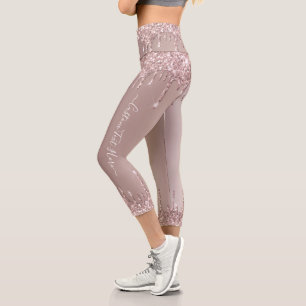 Rose Gold GlitterCapri Leggings mit benutzerdefini