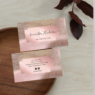 Rose Gold Glitterie Pastel Glam Wasserfarben Pinse Visitenkarte
