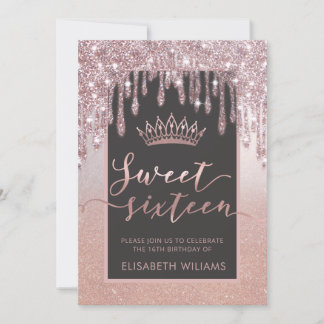 Rose gold glitterige Tropfen ombre tiara Einladung
