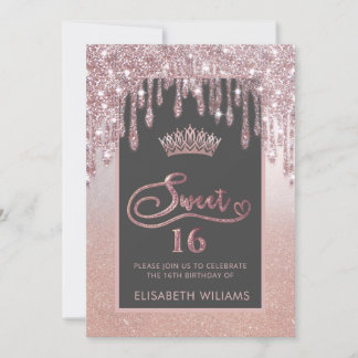 Rose gold glitterige Tropfen ombre tiara Einladung