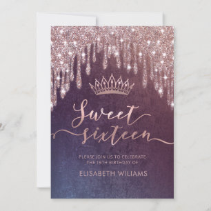 Rose gold glitterige Tropfen ombre tiara Einladung